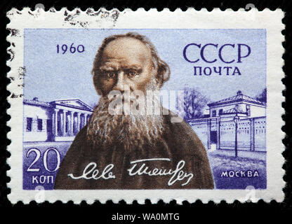 Leo Tolstoi (1828-1910), russischer Schriftsteller, Briefmarke, Russland, UDSSR, 1960 Stockfoto