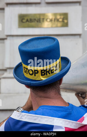 Pro-Remain Mitkämpfer Steve Bray außerhalb Kabinett Büros, Whitehall, London, UK Stockfoto