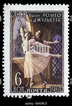 Szene aus Romeo und Julia Ballett, Sergej Prokofjew, Briefmarke, Russland, UDSSR, 1961 Stockfoto