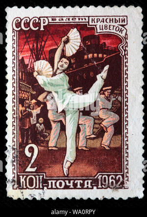 Szene vom Ballett rote Blume, Reinhold Gliere, Briefmarke, Russland, UDSSR, 1962 Stockfoto