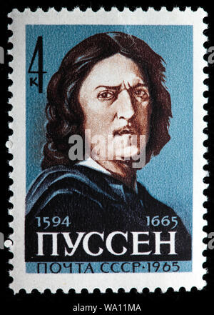 Nicolas Poussin (1594-1665), französischer Maler des Barock, Briefmarke, Russland, UDSSR, 1965 Stockfoto