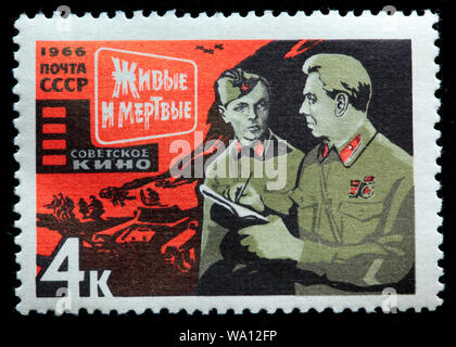 Szene aus der Lebenden und der Toten, 1964 Sowjetischer Film von Alexander Stolper, Briefmarke, Russland, UDSSR, 1966 Stockfoto