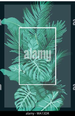 Tropischer Wald mit quadratischen Rahmen transparent Stock Vektor