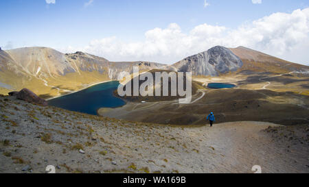 Birdview Lago de la Luna und Lago del Sol, Nevado de Toluca, Mexiko Stockfoto