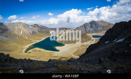 Birdview Lago de la Luna und Lago del Sol, Nevado de Toluca, Mexiko Stockfoto