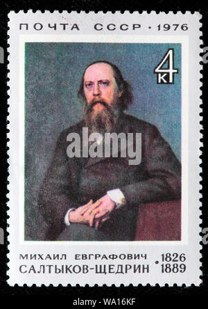 Mikhail Saltykov-Shchedrin (1826-1889), russische Satiriker, Briefmarke, Russland, UDSSR, 1976 Stockfoto