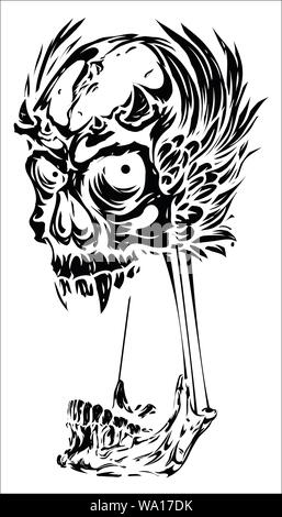 Vector Illustration eines Schädels für Tattoo Designs, Logos und Shirt Designs Stock Vektor