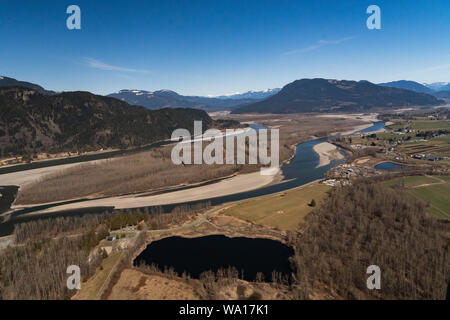 Luftaufnahme des Fraser Valley und der Landseite der Stadt Chilliwack, British Columbia, Stockfoto