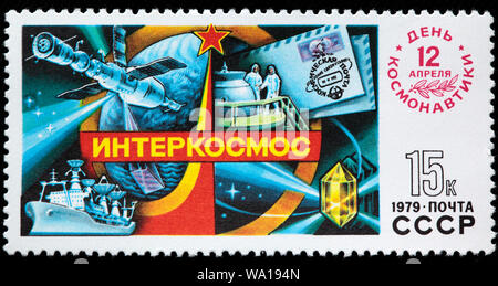 Intercosmos Raumfahrtprogramm, Briefmarke, Russland, UDSSR, 1979 Stockfoto