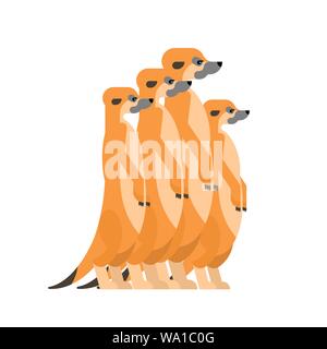 Erdmännchen family Cartoon. Kleine Mungo. Vector Illustration Stock Vektor