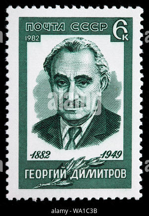 Georgi Dimitrov (1882-1949), bulgarische kommunistische Politiker, Briefmarke, Russland, UDSSR, 1982 Stockfoto