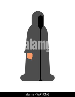 Black Monk isoliert. Okkultisten in der Motorhaube. Klösterliche Cartoon. friar Vector Illustration Stock Vektor