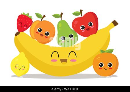 Nett und lustig Früchte. Vector Illustration Stock Vektor