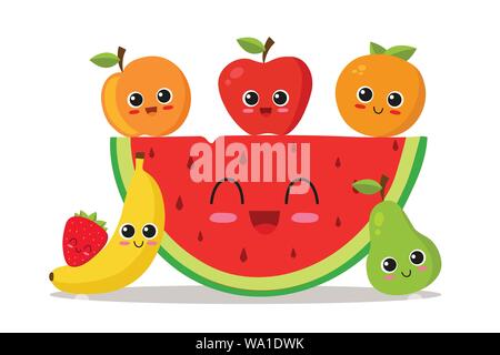 Nett und lustig Früchte. Vector Illustration Stock Vektor
