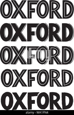 Stadt Oxford Sans Serif logo oder Typografie für eine Postkarte, Poster oder andere Stock Vektor