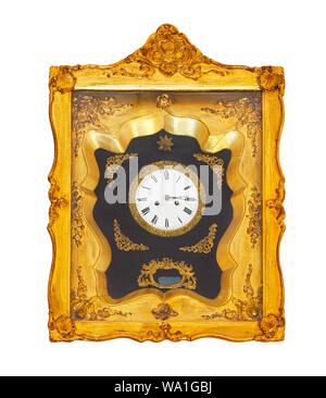 Alte goldene Uhr isoliert enthalten Freistellungspfad Stockfoto