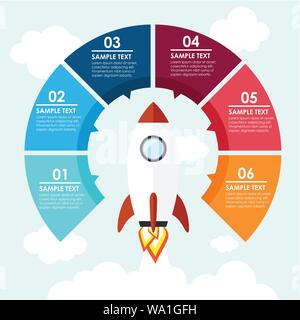 Rocket runde Infografik. Vector Illustration Stock Vektor