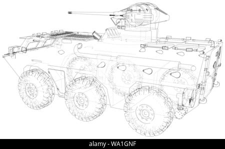 Blueprint militärisches Fahrzeug. EPS 10-Format. Vektor erstellt von 3d Stock Vektor