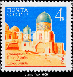 Shah-i-Zinda, Moschee, Nekropole, Mausoleum, Samarkand, Usbekistan, Briefmarke, Russland, UDSSR, 1963 Stockfoto