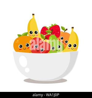 Obstteller mit süßen Früchten. Vector Illustration Stock Vektor