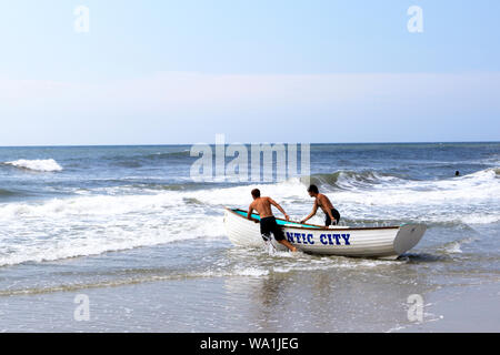 Auf Aufgabe Rettungsschwimmer in Atlantic City, New Jersey, USA Stockfoto