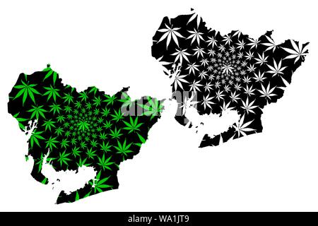 Präfektur Aichi (administrative divisions von Japan, Präfekturen Japans) Karte ist Cannabis blatt grün und schwarz gestaltet, Aichi Karte aus Marihuana Stock Vektor