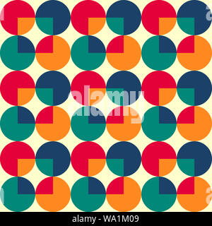 Geometrische Quadrate Kreise nahtlose retro Muster Hintergrund für Gewebe, Hintergrund, Wallpaper, Schreibwaren, Mosaik und Verpackung Stockfoto