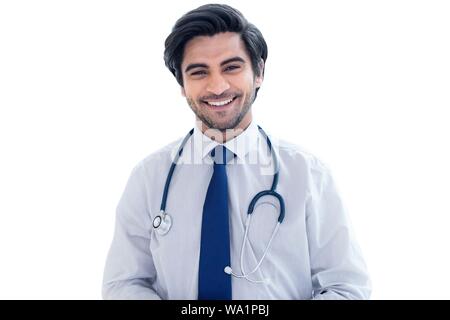 Doktor mit Stethoskop, Portrait. Stockfoto