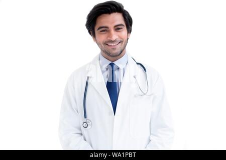 Doktor mit Stethoskop, Portrait. Stockfoto