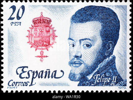 Philipp II. (1527-1598), König von Spanien, König von Portugal, König von Neapel und Sizilien, Habsburg, Briefmarke, Spanien, 1979 Stockfoto