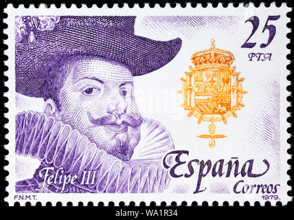 Philipp III. (1578-1621), König von Spanien, König von Portugal, Neapel, Sizilien, Habsburg, Briefmarke, Spanien, 1979 Stockfoto
