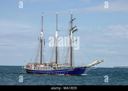 Batic Meer, Segelschiff Santa Barbara Anna, Rostock Deutschland Stockfoto