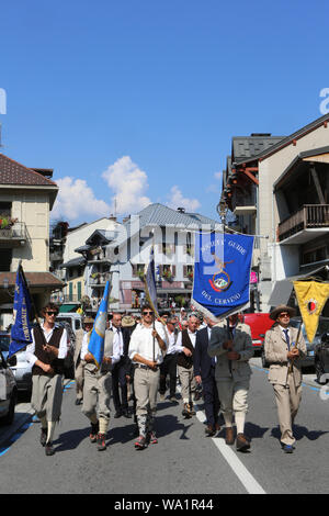 Fête des Guides du Val Montjoie. Saint-Gervais-les-Bains. /Festival der Führungen von Val Montjoie. Saint-Gervais-les-Bains. Stockfoto