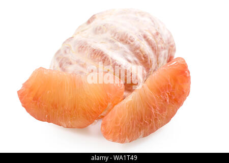 Tropische Früchte, Pampelmuse und Grapefruit auf weißem Hintergrund mit Freistellungspfad isoliert, die Frucht ist natürliche Quelle an Vitamin C und Antioxidantien, pota Stockfoto