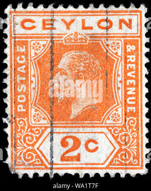 König George V. von England (1910-1936), Briefmarke, Ceylon, 1911 Stockfoto