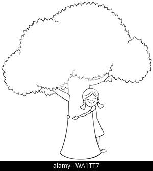 Tree Hugger Line Art Stock Vektor