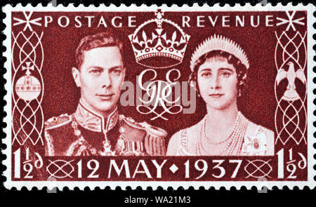 Krönung von König Georg VI. und Königin Elizabeth, Briefmarke, UK, 1937 Stockfoto