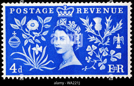 Queen Elizabeth II Coronation, Wilding Serie, Briefmarke, UK, 1953 Stockfoto