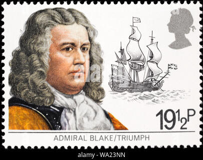 Admiral Robert Blake (1598-1657), Triumph, Briefmarke, UK, 1982 Stockfoto