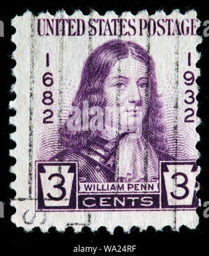 William Penn (1644-1718), englischer Immobilien Unternehmer, Briefmarke, USA, 1932 Stockfoto