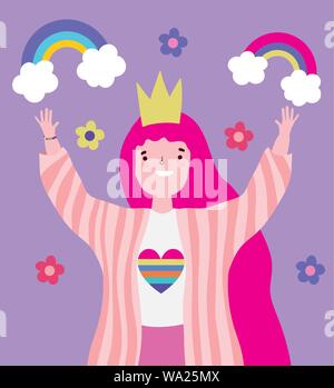 Frau Krone Gemeinschaft lgbtq Design Vector Illustration Stock Vektor