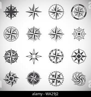 Windrose Symbole auf dem Hintergrund für Grafik- und Webdesign. Einfache Abbildung. Internet Konzept Symbol für Website Taste oder mobile App Stock Vektor