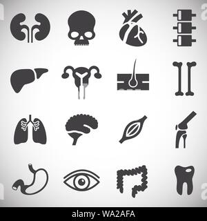 Menschliche Organe ähnliche Symbole auf dem Hintergrund für Grafik- und Webdesign. Einfache Abbildung. Internet Konzept Symbol für Website Taste oder mobile App Stock Vektor