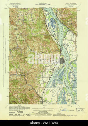 USGS Topo Karte Oregon St Helens 282905 1943 62.500 Wiederherstellung Stockfoto