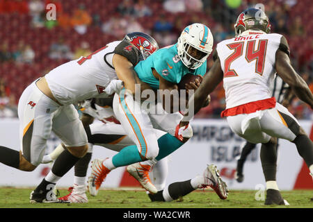 Tampa, Florida, USA. 16 Aug, 2019. August 16, 2019: Miami Dolphins zurück laufen Mark Walton (9) läuft mit dem Ball während der NFL preseason Spiel zwischen den Miami Dolphins und die Tampa Bay Buccaneers bei Raymond James Stadium in Tampa, Florida statt. Andrew J. Kramer/Cal Sport Media Credit: Cal Sport Media/Alamy leben Nachrichten Stockfoto