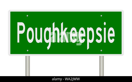Rendering von einem grünen Hinweisschild für Poughkeepsie New York Stockfoto