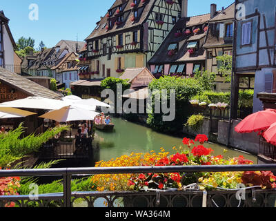 Kanal in Colmar, Elsass Stockfoto