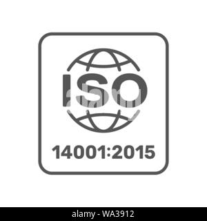 ISO 14001 2015 zertifizierten Symbol. ISO 14001 2015 zertifiziertes Qualitätsmanagement unterzeichnen. Editierbare Schlaganfall. EPS 10. Stock Vektor