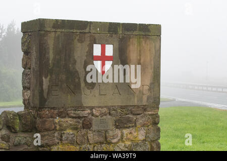 England Schottland Grenze England Eingabe von Schottland auf der A1 in der Nähe von Berwick, Großbritannien Stockfoto