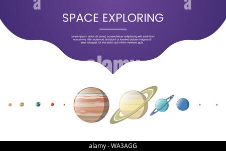 Planet Technologie erforschen Konzept Thema für Vorlage Banner oder Landung Startseite Infografiken - Vector Illustration Stockfoto